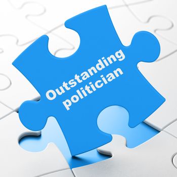 Politics concept: Outstanding Politician on Blue puzzle pieces background, 3D rendering