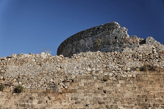 Fragment of a medieval defensive wall Venetian fortress on the island of Crete