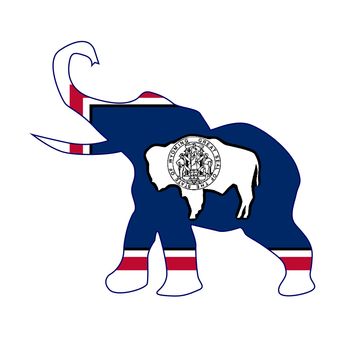 The Wyoming Republican elephant flag over a white background