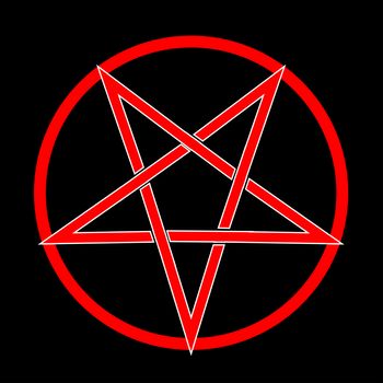 The five pointed pentagram over a black background