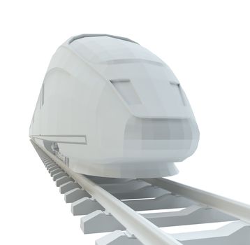 White high-speed train, isolated on white background. 3d illustration