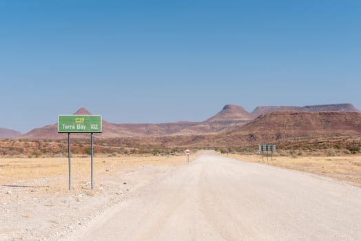 The C39-road from Khorixas to Torra Bay, in the Kunene Region of Namibia
