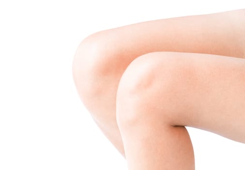 Closeup female legs with white background for health care and medicine concept