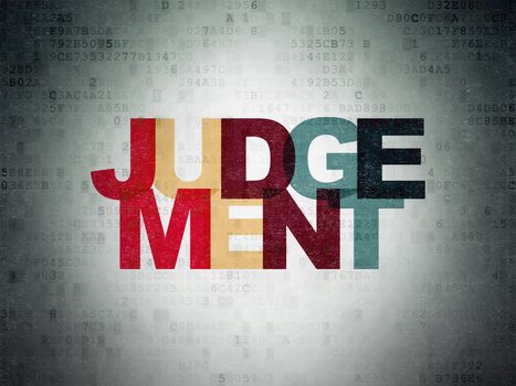 Law concept: Painted multicolor text Judgement on Digital Data Paper background