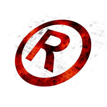 Law concept: Pixelated red Registered icon on Digital background