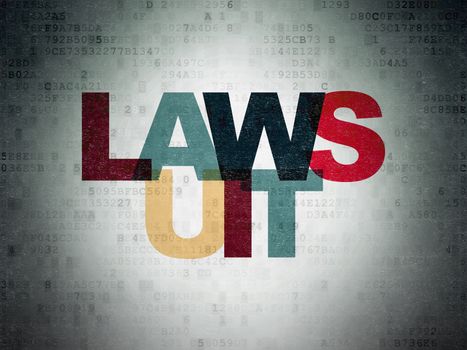 Law concept: Painted multicolor text Lawsuit on Digital Data Paper background