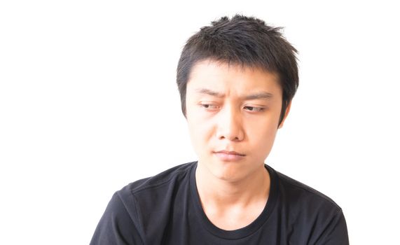 Asian young man depression on face character