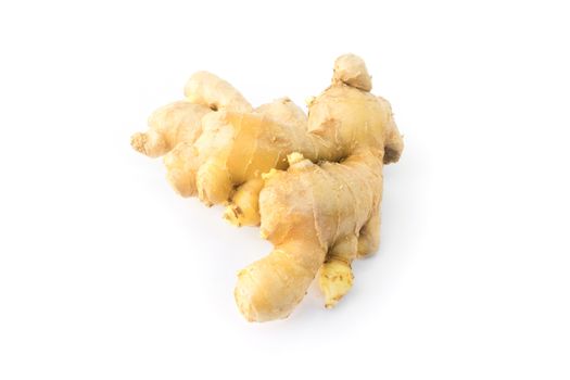 Fresh ginger on white background, raw material for make cooking or herbal and medical