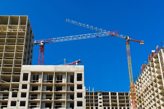 Construction of residential buildings in a Moscow, Russia