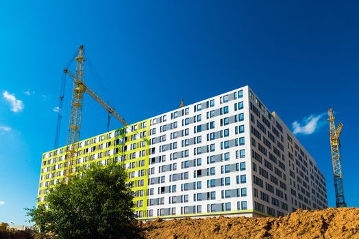 Construction of multi-storey houses in Zelenogradsky district of Moscow, Russia