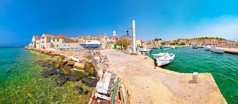 Island of Prvic harbor panorama in Sepurine, Sibenik archipelago of Croatia