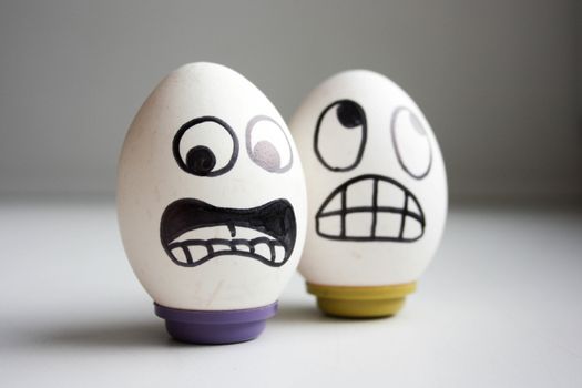 eggs are funny faces. photo for your design. Halloween Horror