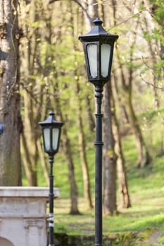 antique lamps in the park, note shallow depth of field