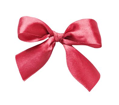 Red silk gift bow isolated on a white background