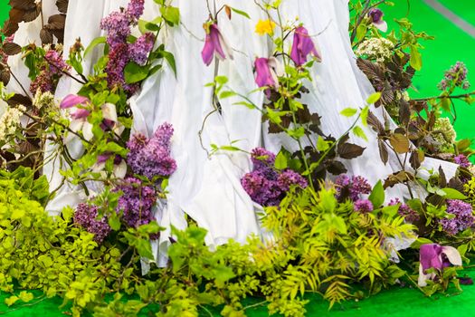 skirt of traditional costume decorated with flowers, note shallow depth of field