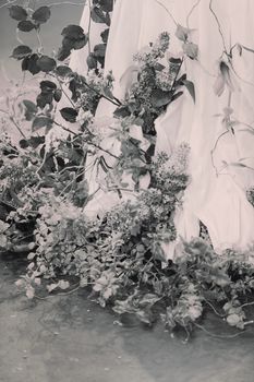 skirt of traditional costume decorated with flowers, note shallow depth of field