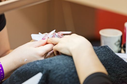 manicure artificial nails, note shallow depth of field