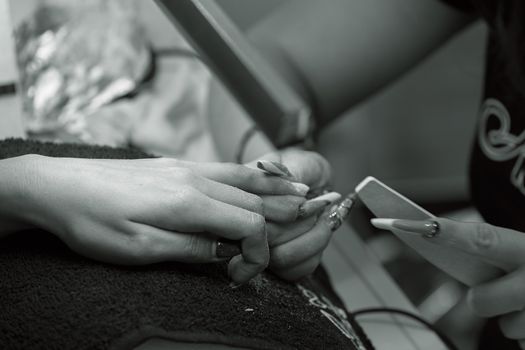 manicure artificial nails, note shallow depth of field