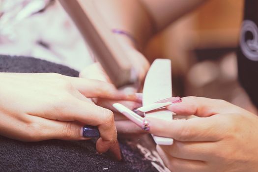 manicure artificial nails, note shallow depth of field