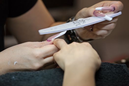 manicure artificial nails, note shallow depth of field