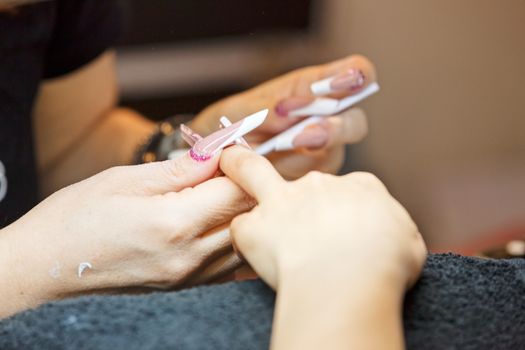 manicure artificial nails, note shallow depth of field