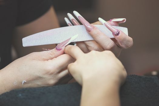 manicure artificial nails, note shallow depth of field