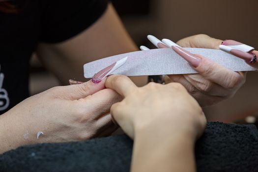 manicure artificial nails, note shallow depth of field