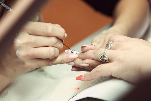 manicure artificial nails, note shallow depth of field