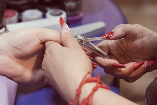 manicure artificial nails, note shallow depth of field