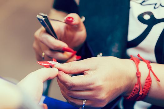 manicure artificial nails, note shallow depth of field