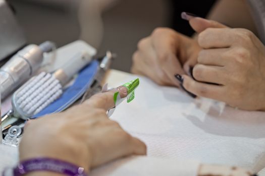 manicure artificial nails, note shallow depth of field