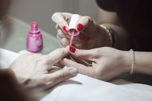 manicure artificial nails, note shallow depth of field