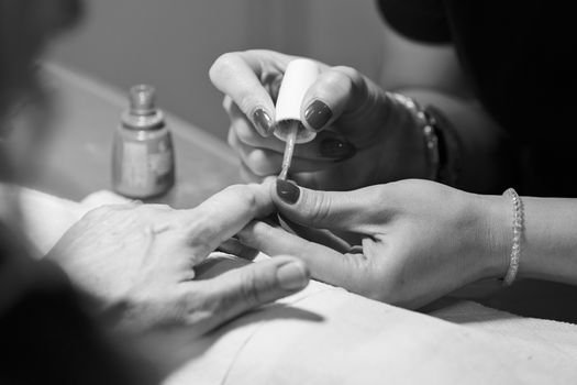 manicure artificial nails, note shallow depth of field