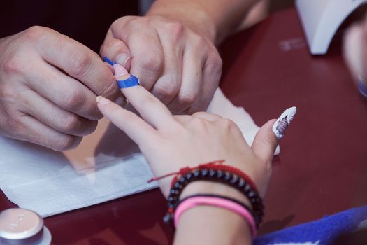 manicure artificial nails, note shallow depth of field