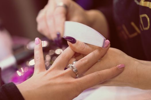 manicure artificial nails, note shallow depth of field