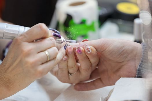 manicure artificial nails, note shallow depth of field