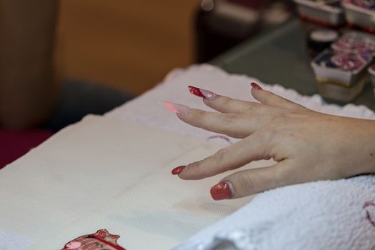 manicure artificial nails, note shallow depth of field