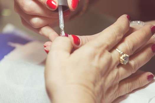 manicure artificial nails, note shallow depth of field