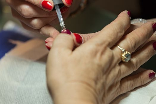 manicure artificial nails, note shallow depth of field