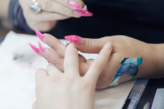 manicure artificial nails, note shallow depth of field