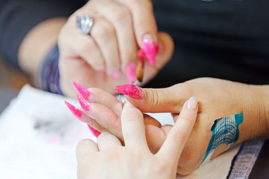 manicure artificial nails, note shallow depth of field