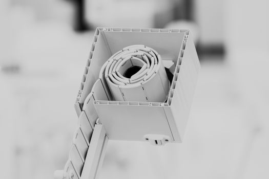 section of mechanism for Blinds in intersection, note shallow depth of field