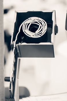 section of mechanism for Blinds in intersection, note shallow depth of field