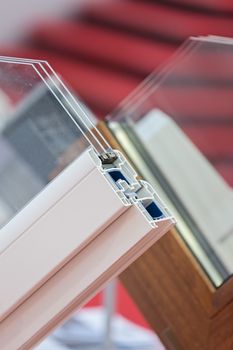 part of the window frames with glass, note shallow depth of field