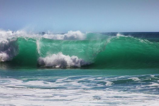Big wave crashes on to the shore. Indian ocean