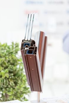 part of the window frames with glass, note shallow depth of field