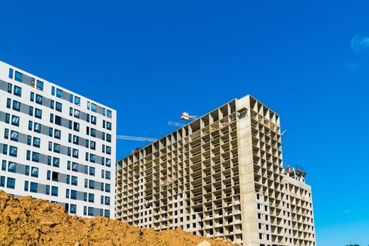 Construction of residential buildings in a Moscow, Russia