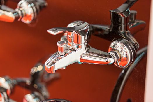 new types of taps for bathroom, note shallow depth of field