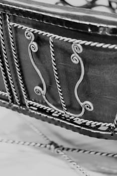 decorated with wrought iron chairs, note shallow depth of field