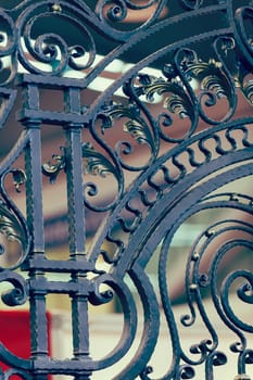 decorations made of wrought iron, note shallow depth of field